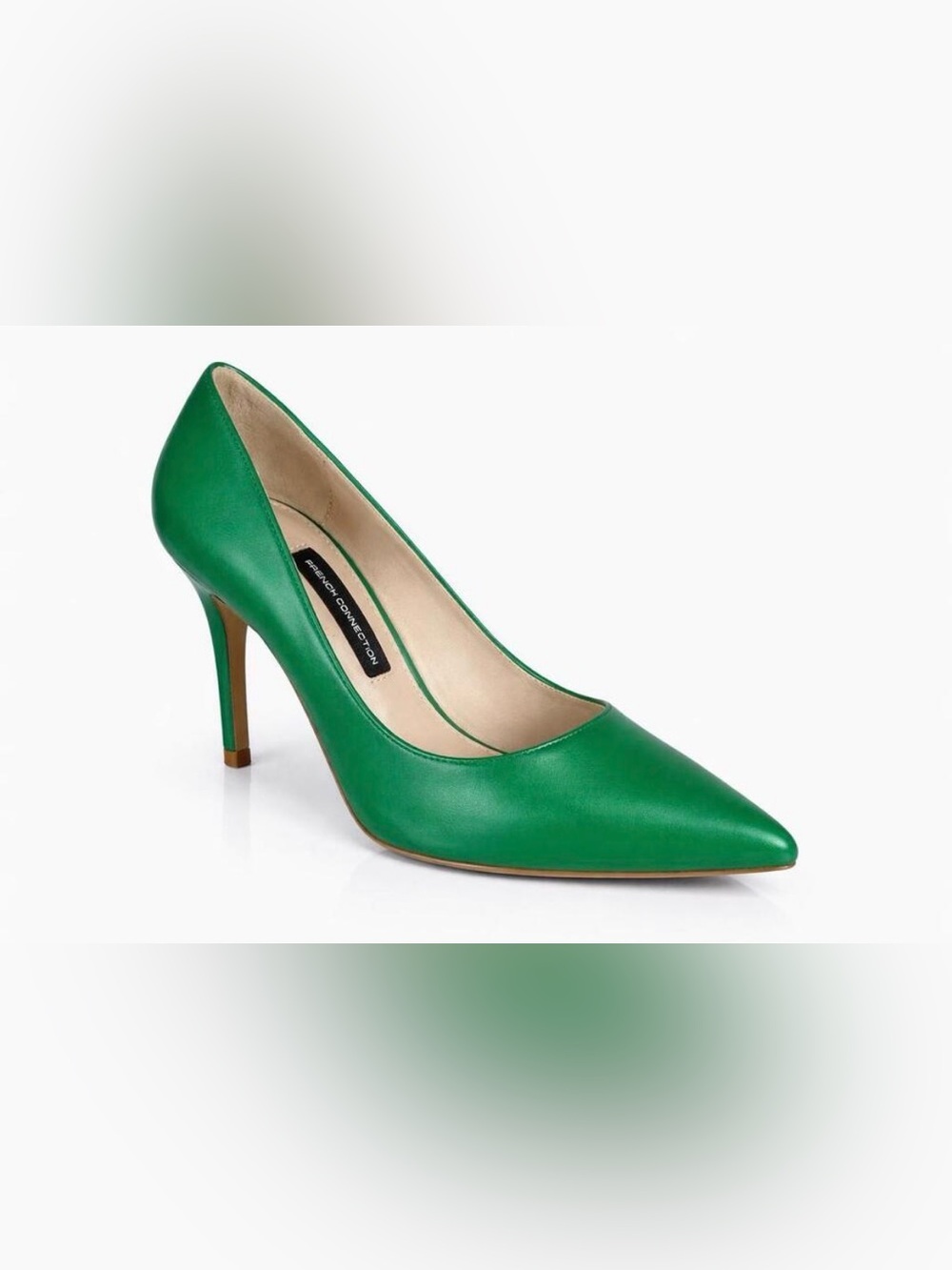 French Connection Emerald Green Leather Pointed Pump Size 6